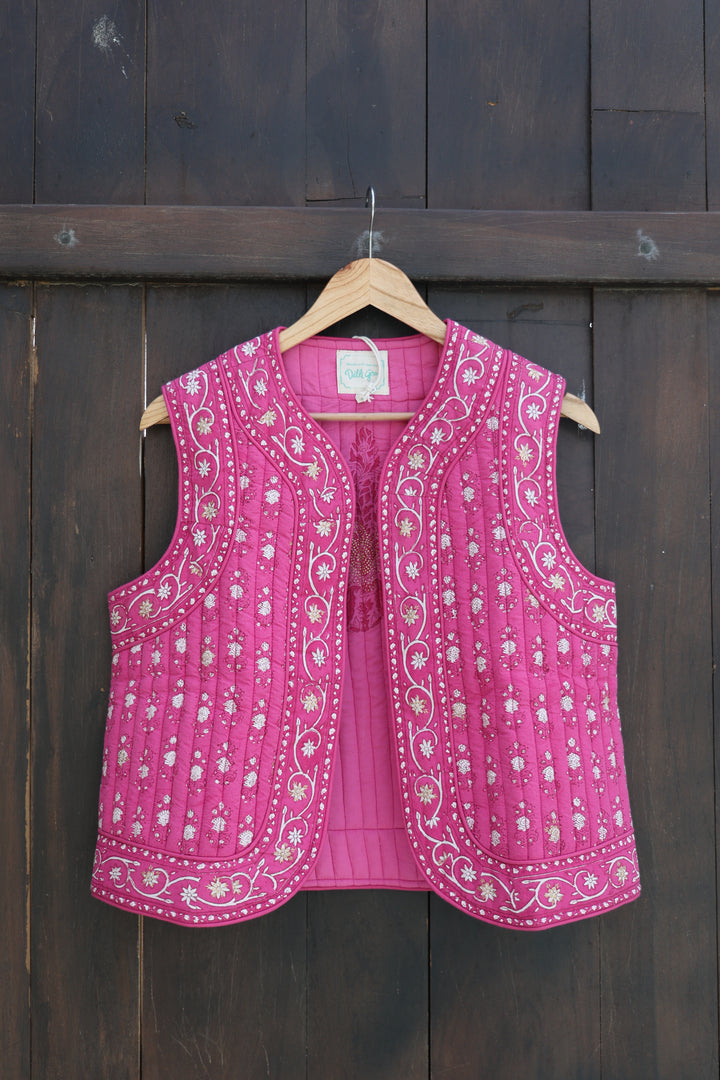 Saffron Reversible Gilet in Magenta - Dilli Grey