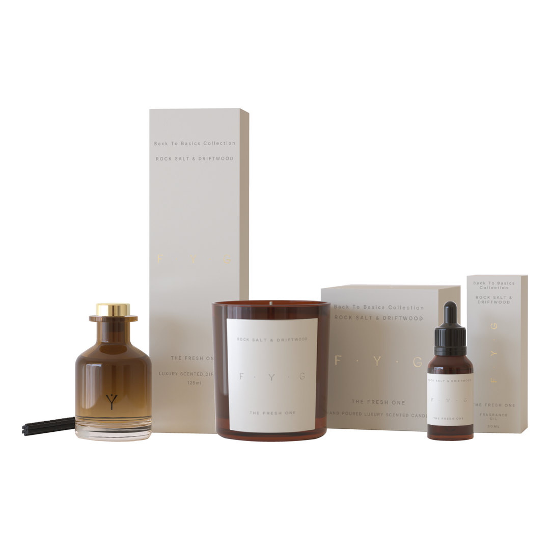 Rock Salt & Driftwood Candle: Amber / Glass - Dilli Grey