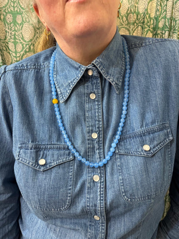 Blue Chalcedony Beaded Necklace