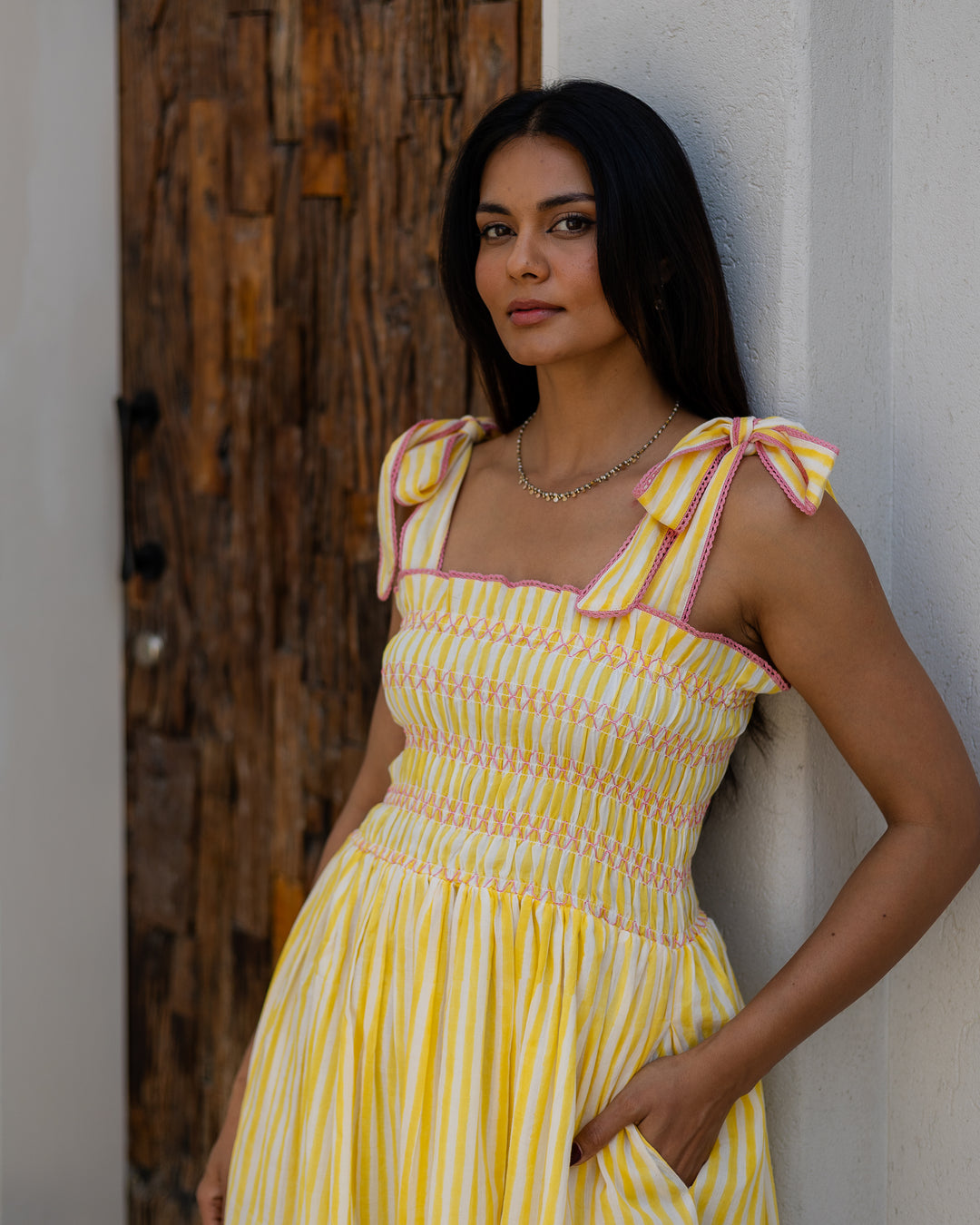 Yasmin Smocked Sundress in Sunshine Yellow - Dilli Grey