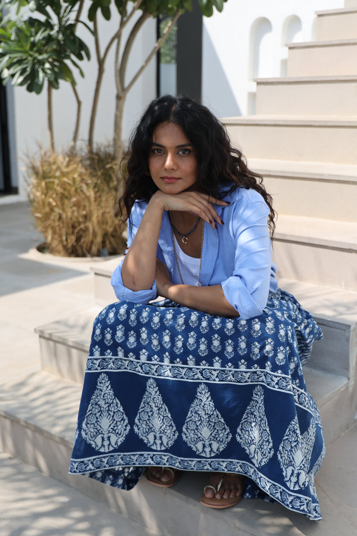 Suri Border Midi Skirt in Midnight - Dilli Grey