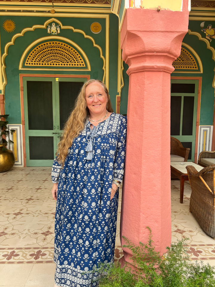 Ginnie midi dress in midnight blue