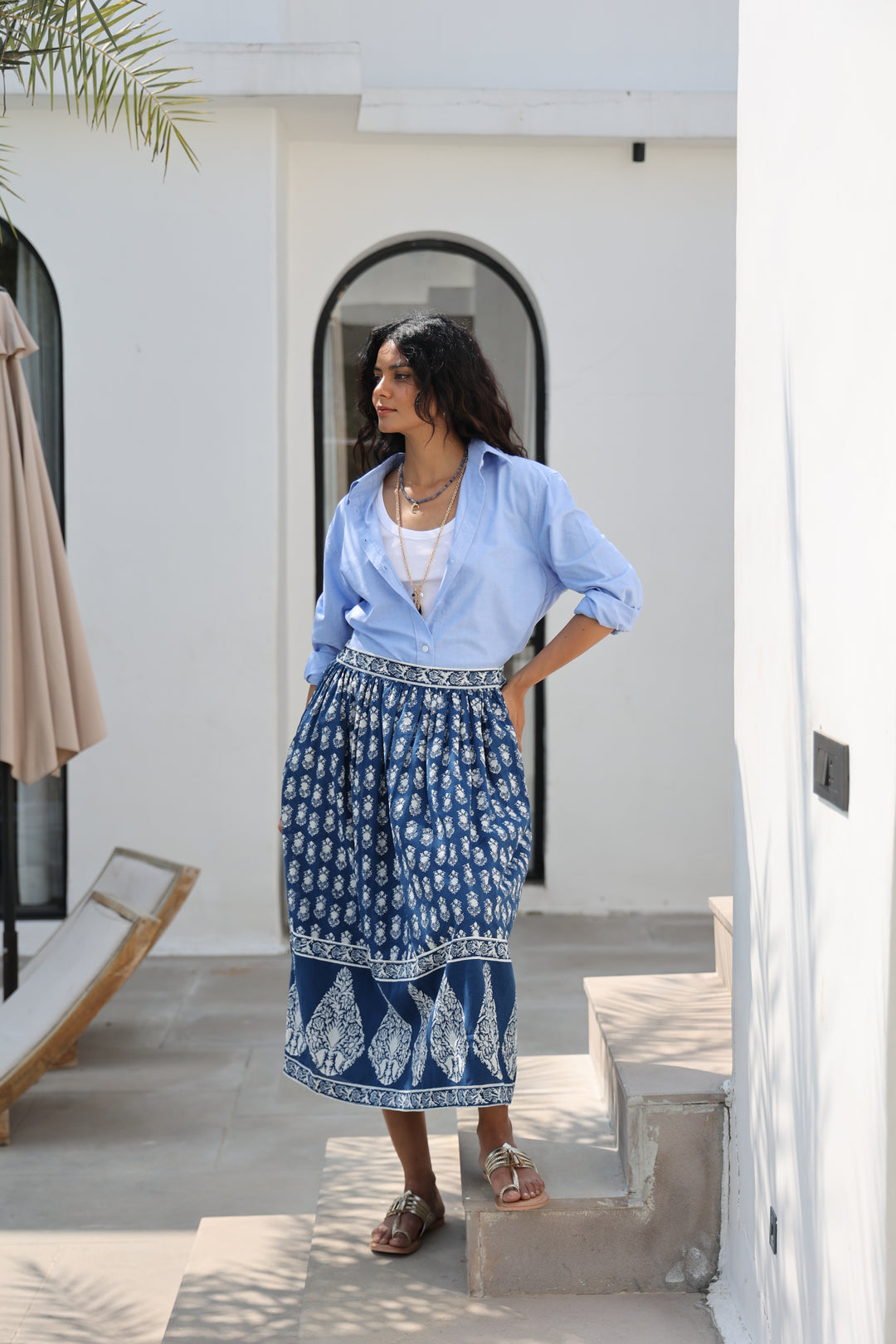 Suri Border Midi Skirt in Midnight - Dilli Grey