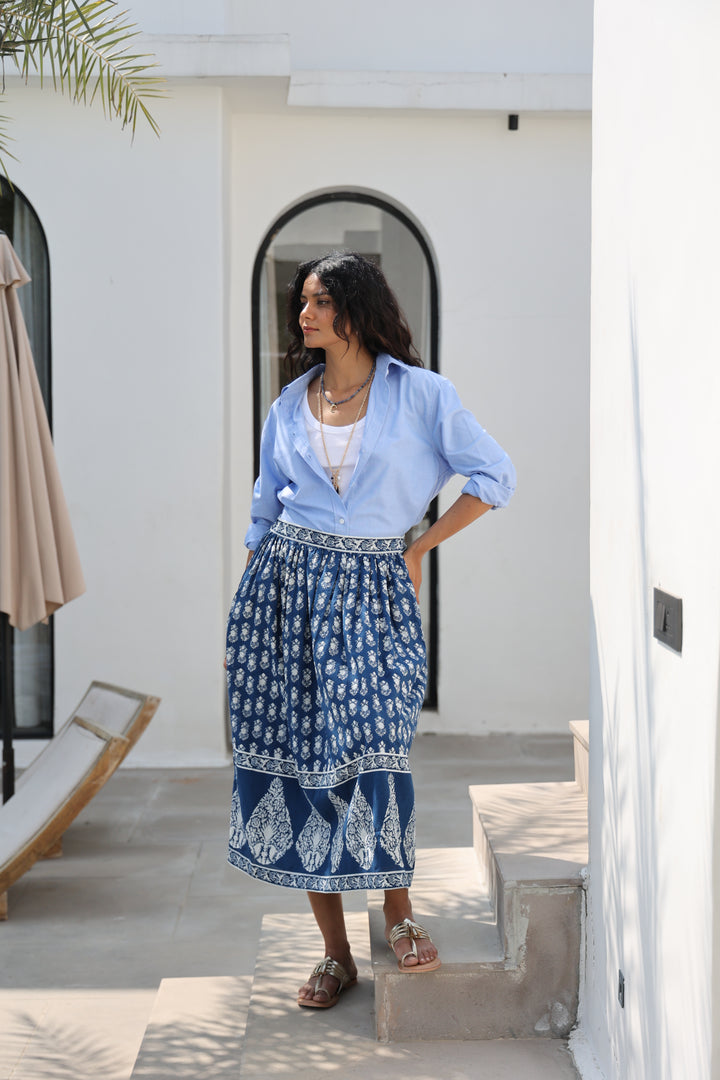 Suri Border Midi Skirt in Midnight - Dilli Grey