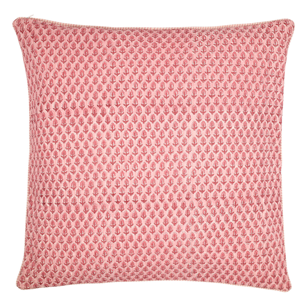 Paisley and Tulip Large Quilted Cushion in Desert Rose