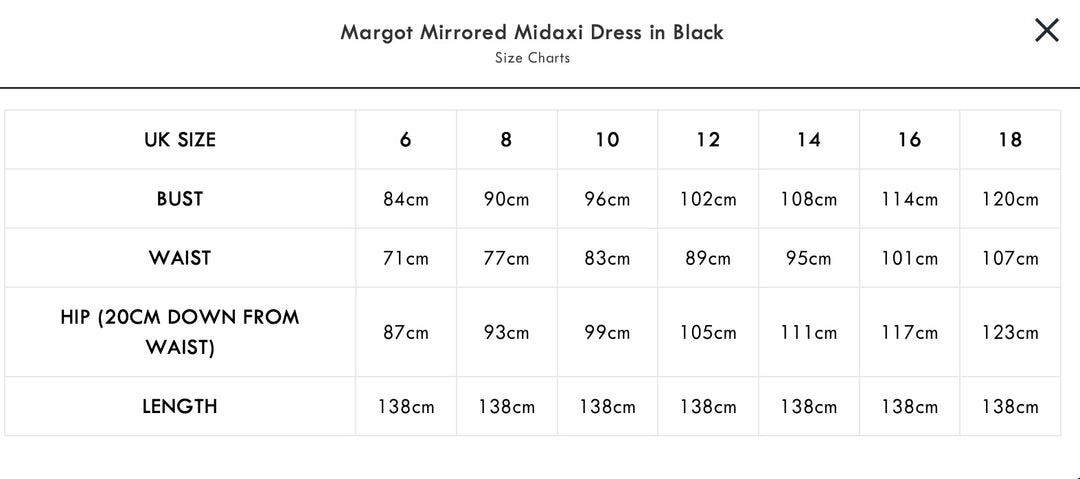 Margot Mirrored Midaxi Dress in Black