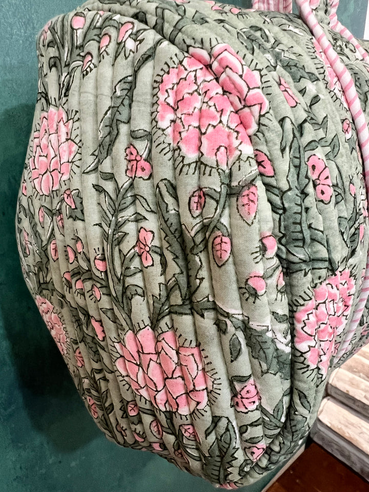 Johari Mini Bowling Bag in sage & pink