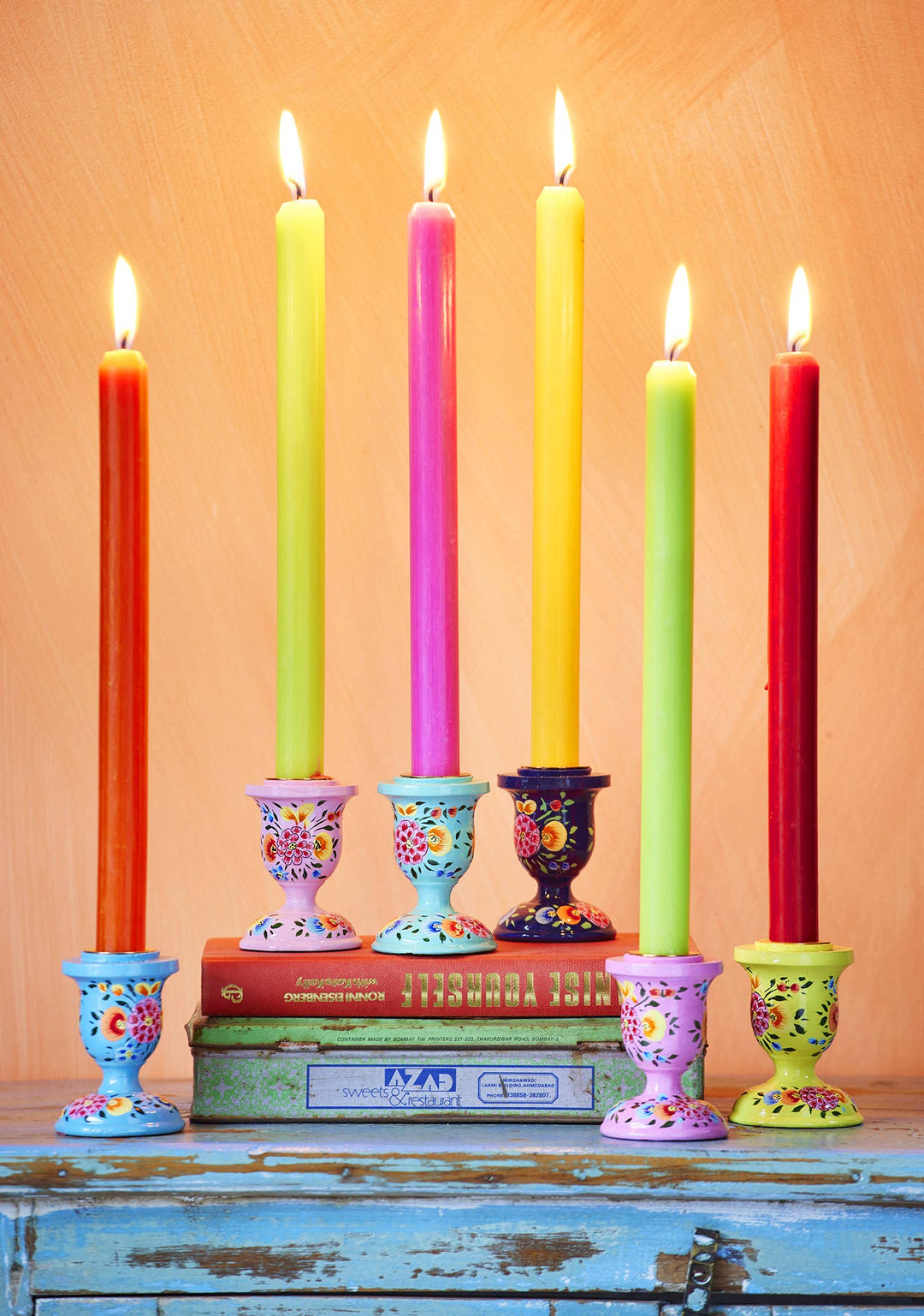 Hand Painted Kashmiri Candlestick - Dilli Grey