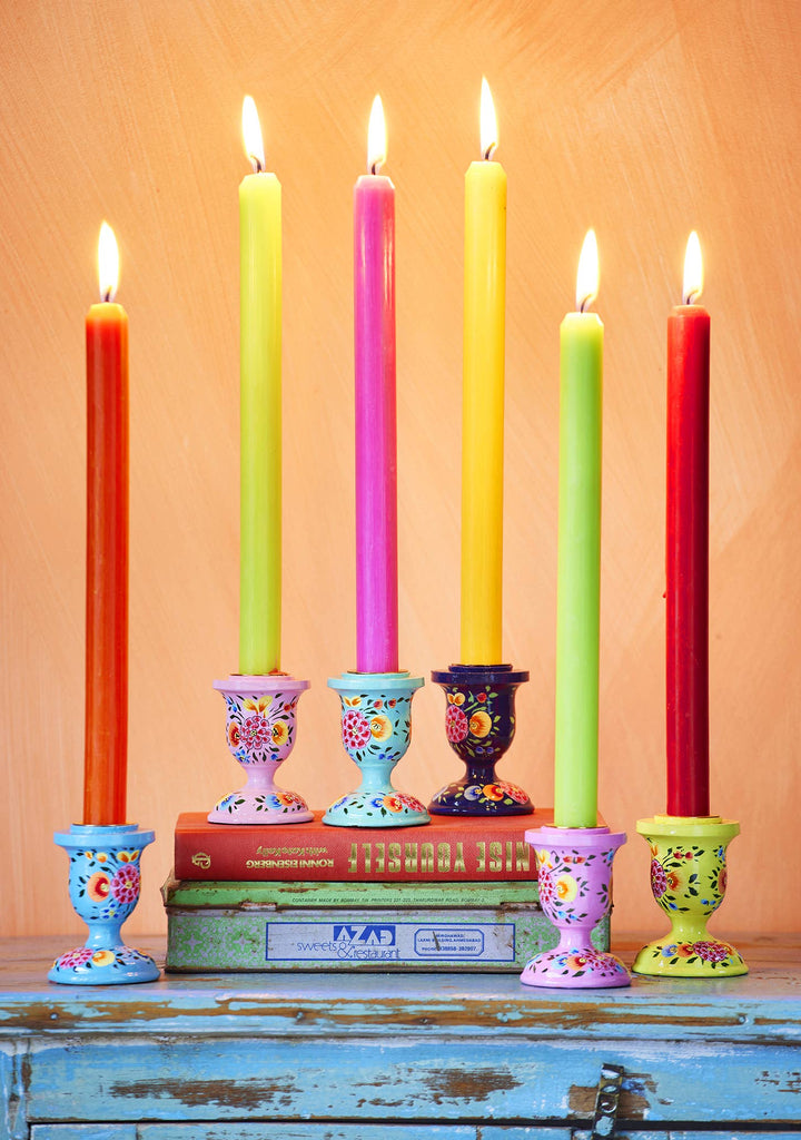 Hand Painted Kashmiri Candlestick - Dilli Grey