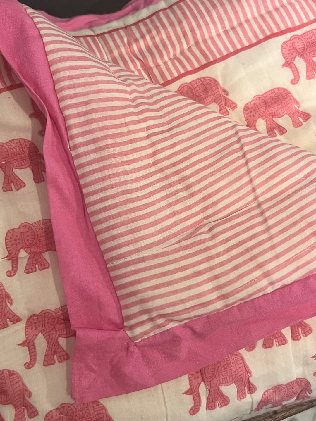 Cosmos pink elephant mini quilt