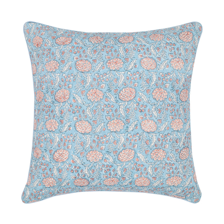Johari Large Quilted Cushion in Glacier Blue and White