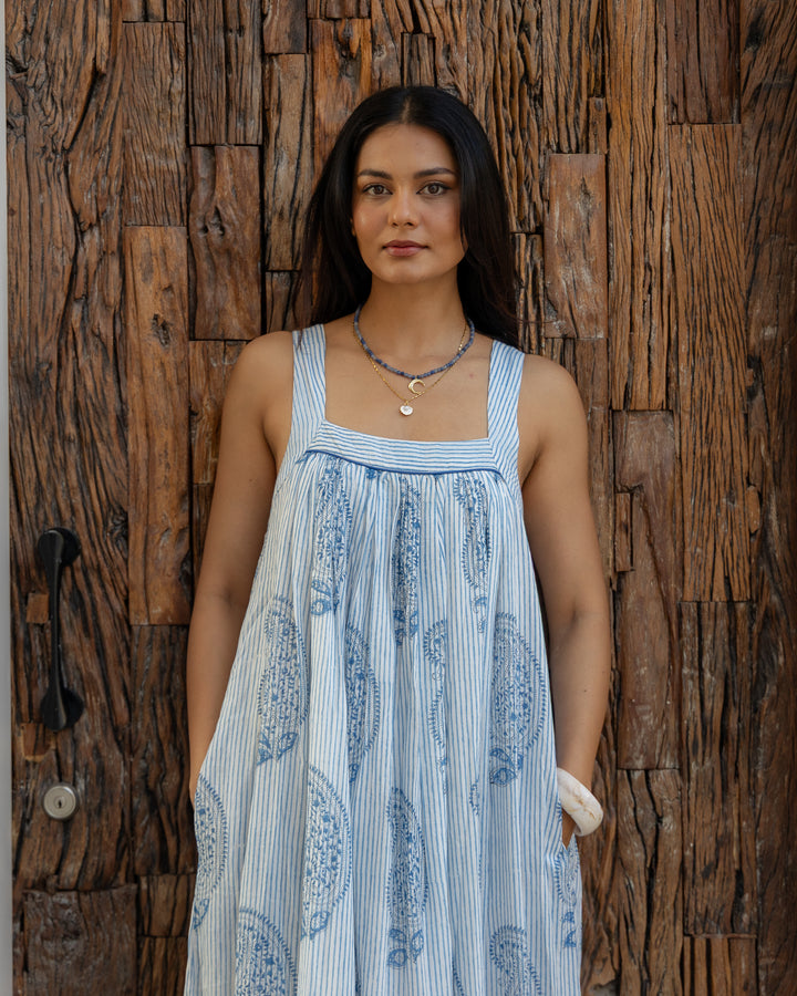 Kaya Maxi Sundress in Dusty Blue - Dilli Grey