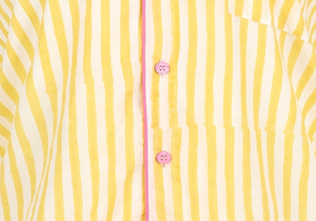 Candy Stripe Shorts PJ set in Sunshine Yellow & Pink - Dilli Grey