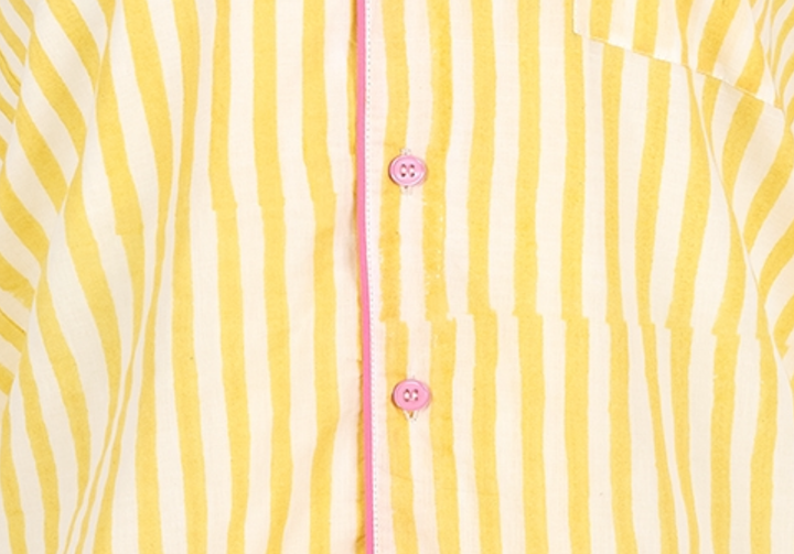 Candy Stripe Shorts PJ set in Sunshine Yellow & Pink - Dilli Grey