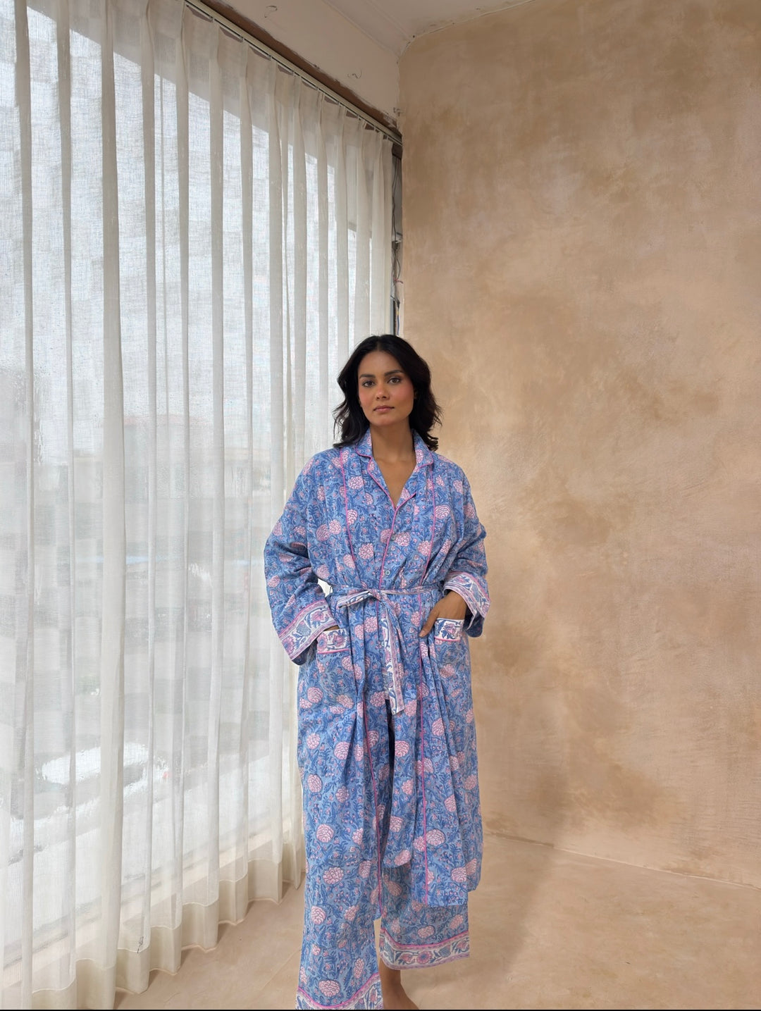 Johari Robe in dusty blue