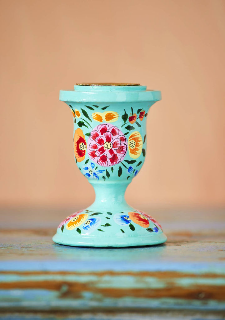 Hand Painted Kashmiri Candlestick - Dilli Grey