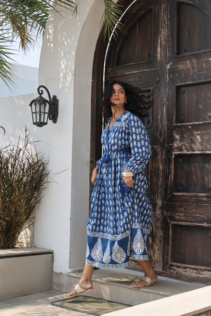 Fifi Boho Midaxi Dress in Midnight - Dilli Grey