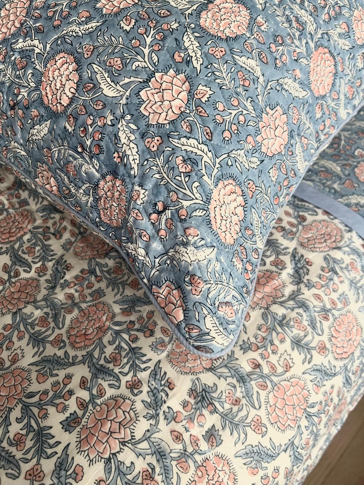 Glacier Blue Johari Hand-Block Printed Pillowcase