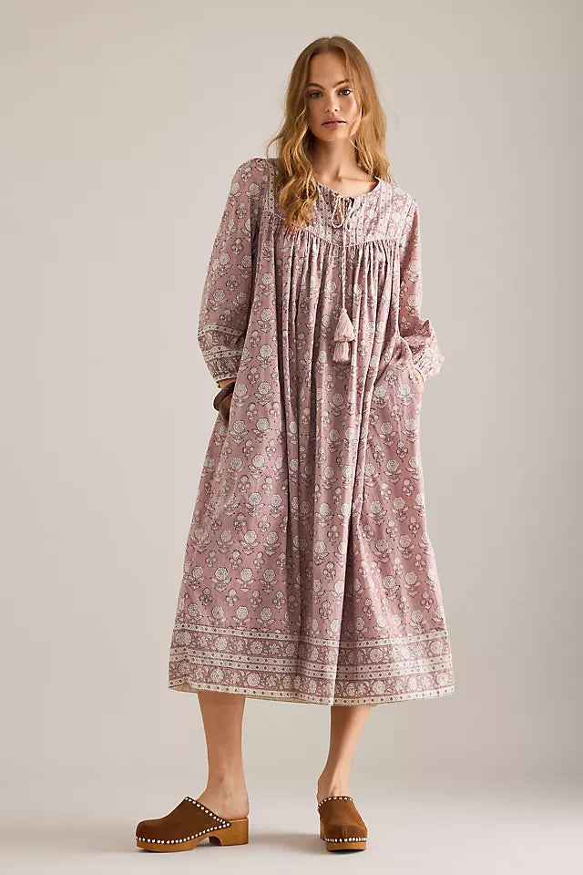 Ginnie midi dress in Dusty Pink