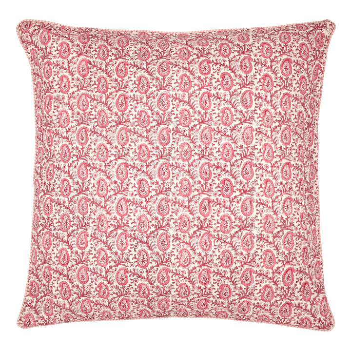 Paisley and Tulip Large Quilted Cushion in Desert Rose