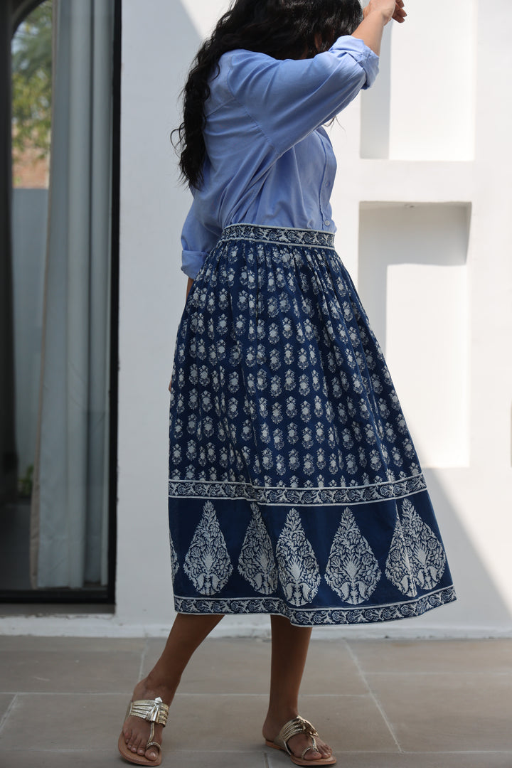 Suri Border Midi Skirt in Midnight - Dilli Grey