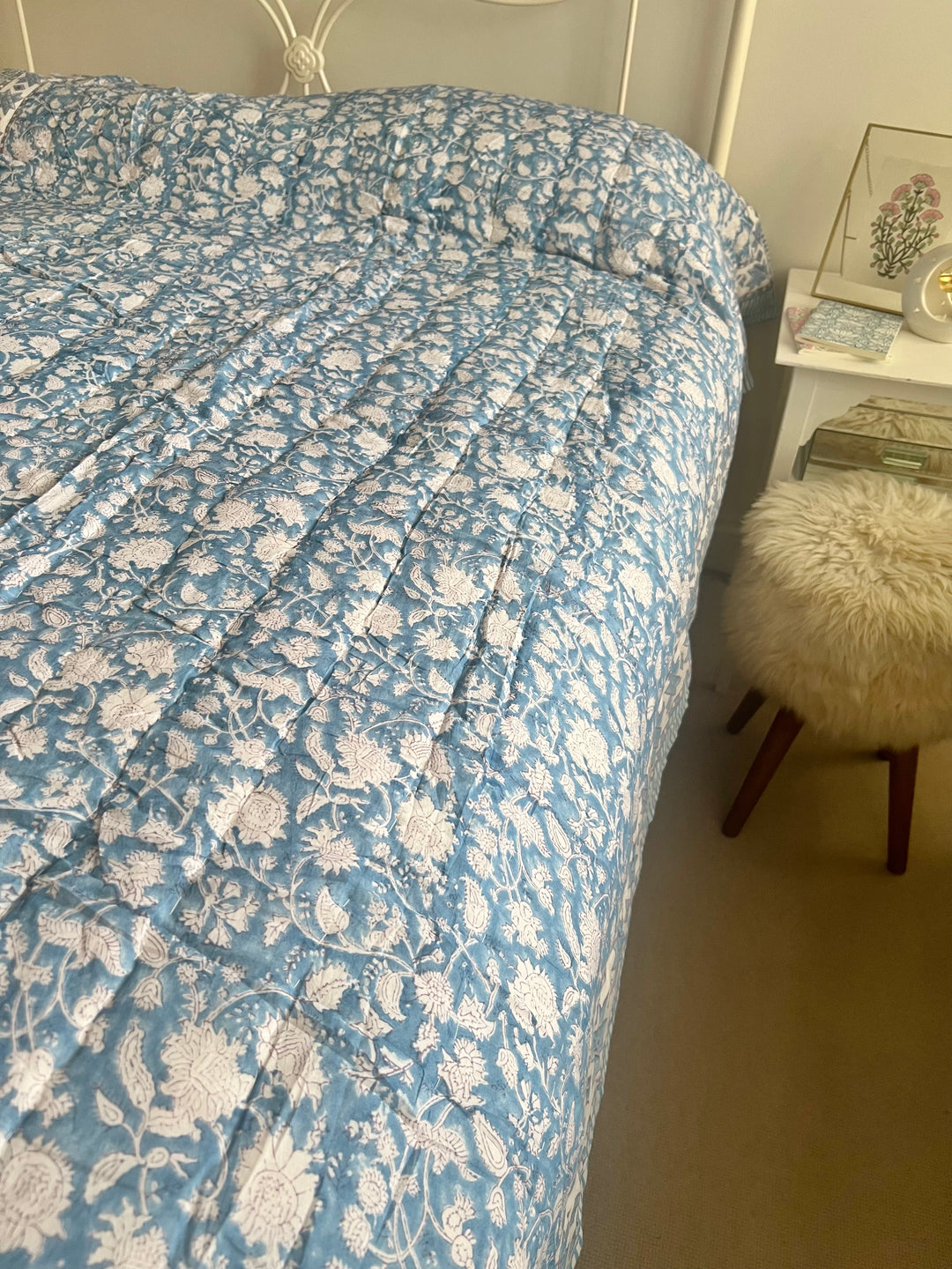 Phool Jaal with mixed border in sky blue