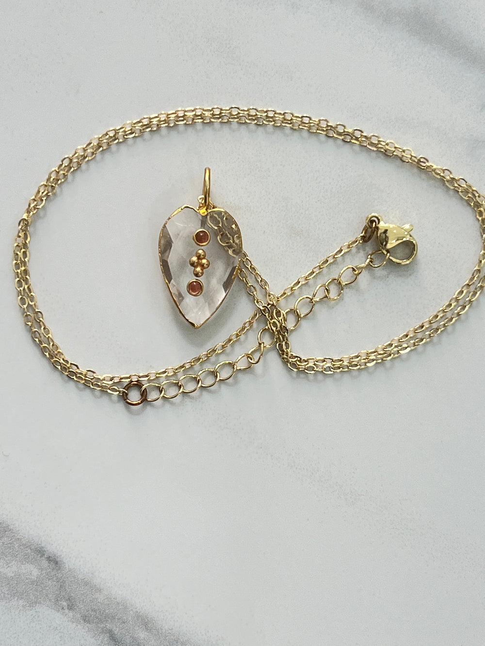 Jaipur Faceted Heart Necklace in Quartz - Dilli Grey