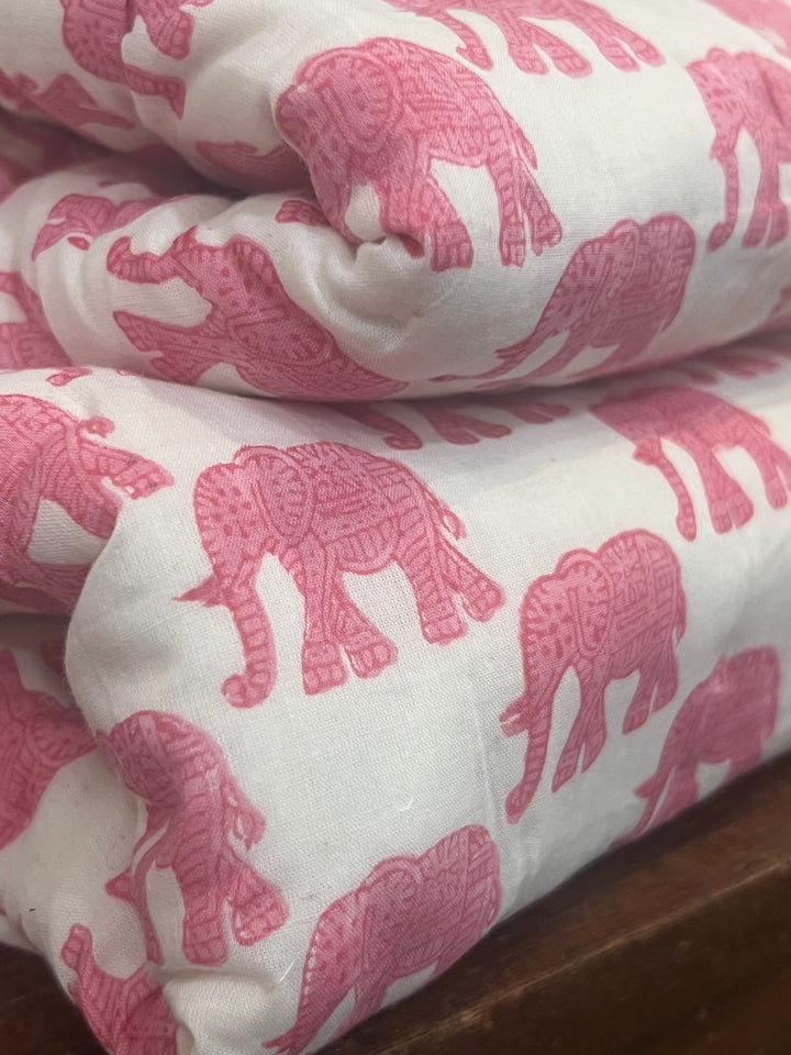 Cosmos pink elephant mini quilt