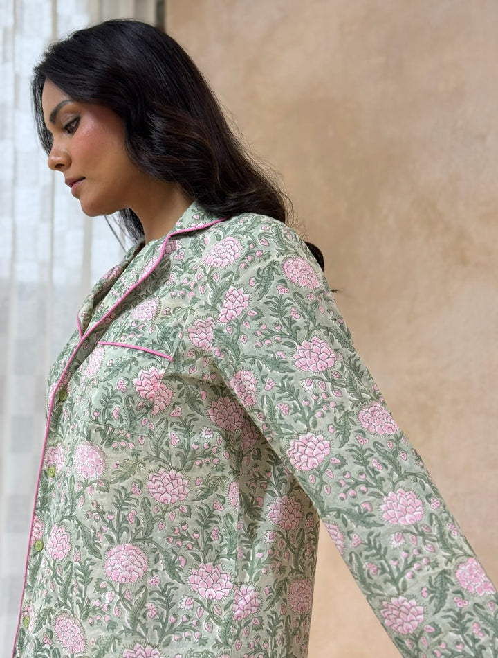 Johari Long Sleeve PJ set in sage green