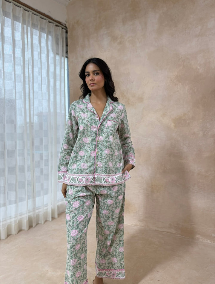 Johari Long Sleeve PJ set in sage green