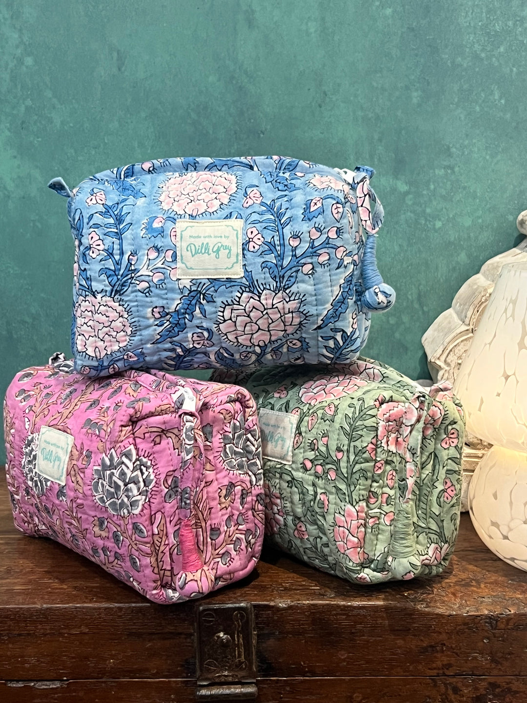 Johari Mini Washbag in blue and pink