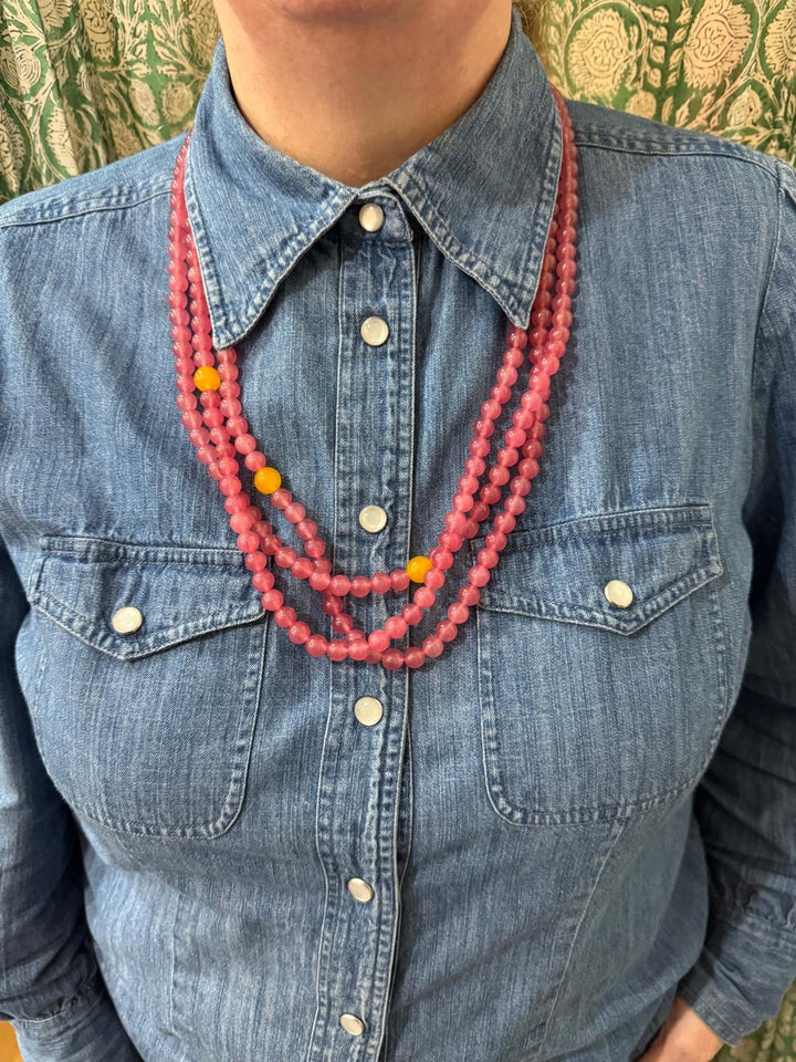Rose Quartz Beaded Necklace