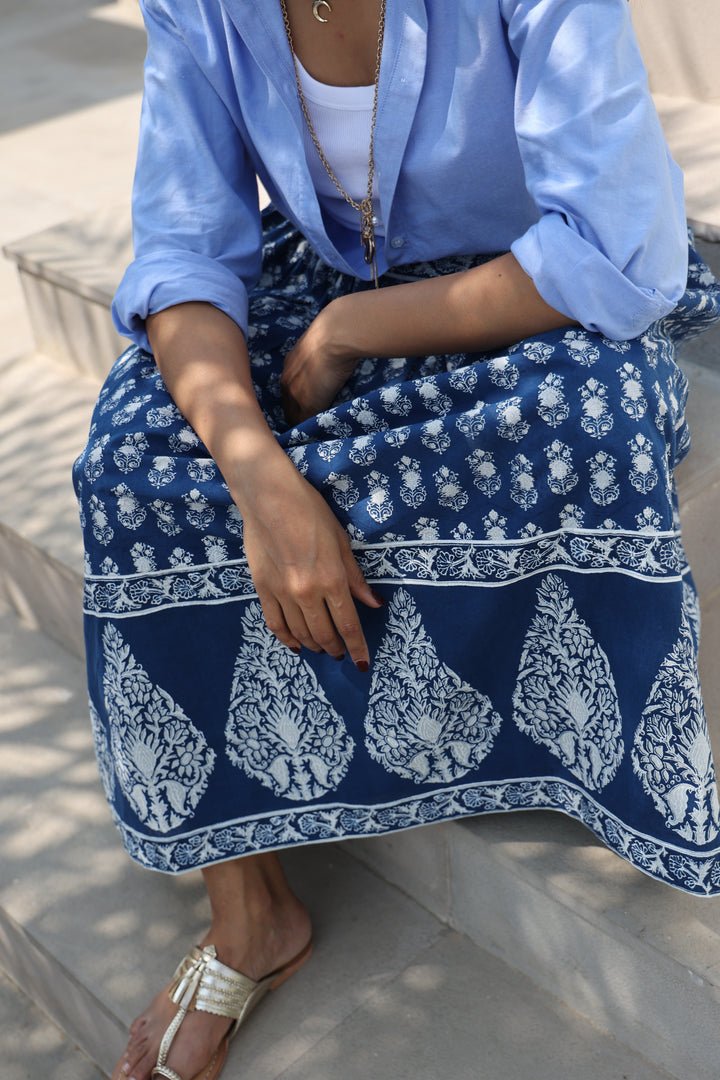 Suri Border Midi Skirt in Midnight - Dilli Grey