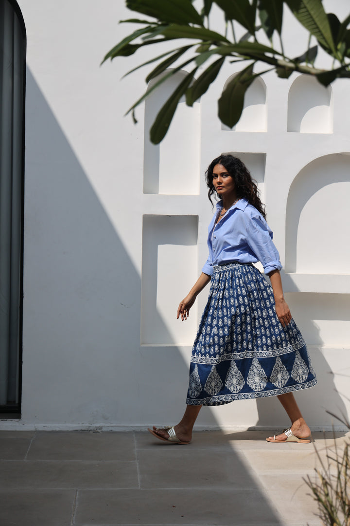 Suri Border Midi Skirt in Midnight - Dilli Grey