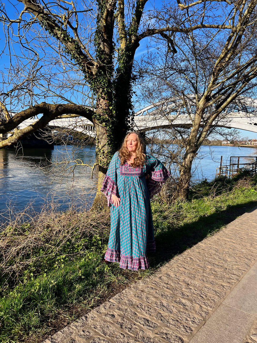 Goddess Maxi Dress In Teal and Magenta - Dilli Grey