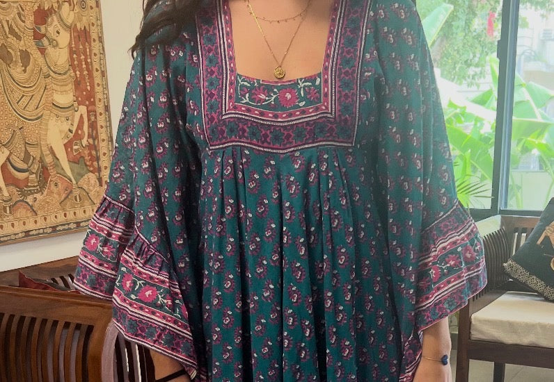 Goddess Maxi Dress In Teal and Magenta - Dilli Grey