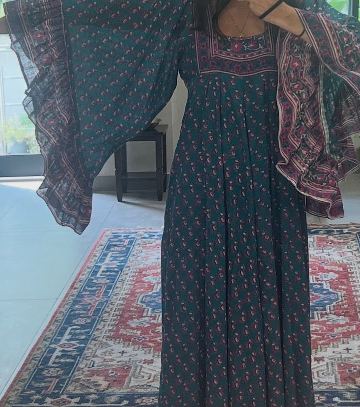 Goddess Maxi Dress In Teal and Magenta - Dilli Grey