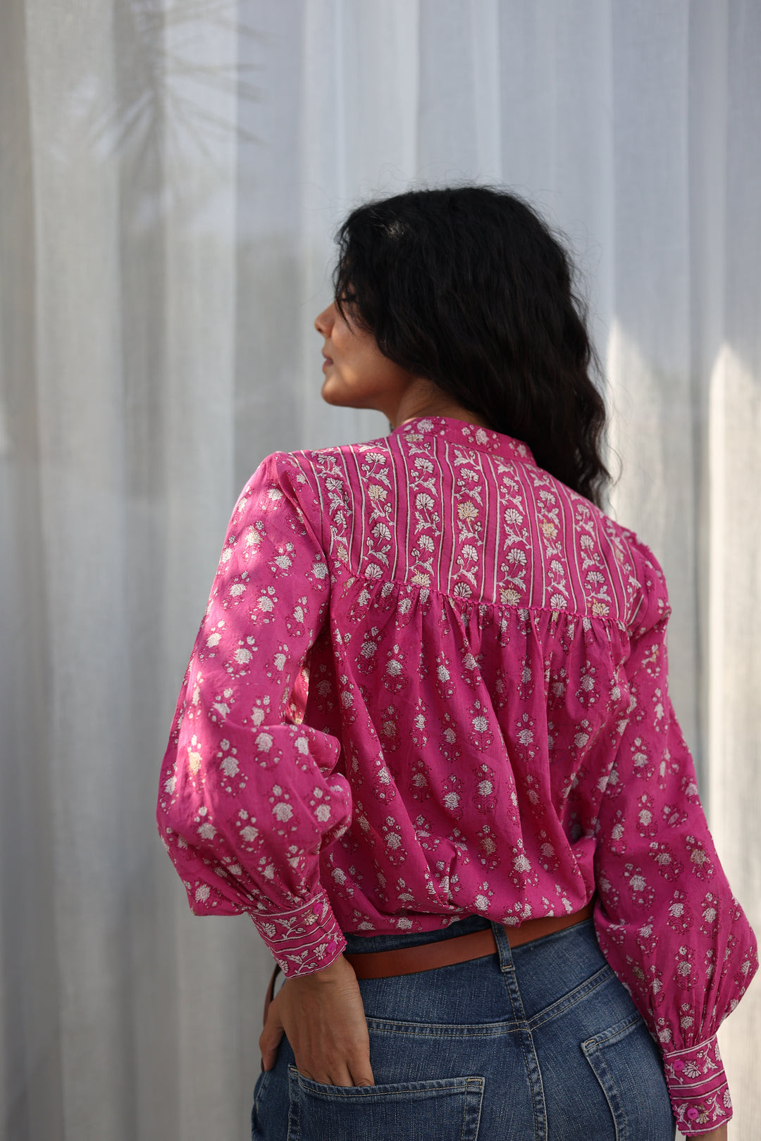 Sammia shirt in Magenta - Dilli Grey