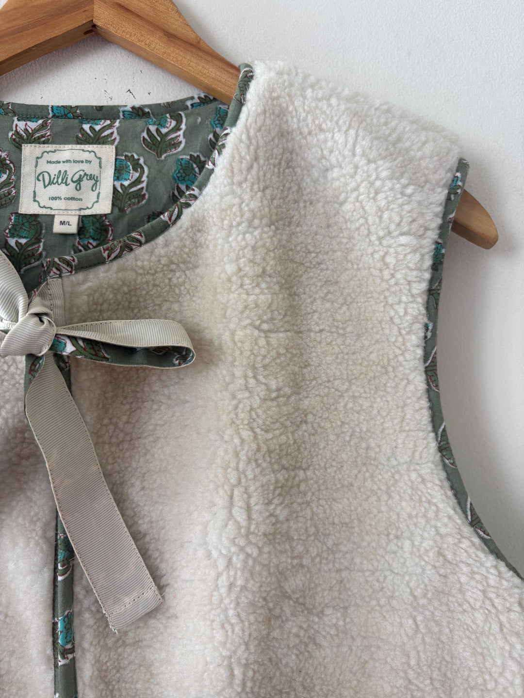 Abby Teddy Gilet in Sage Green Butta
