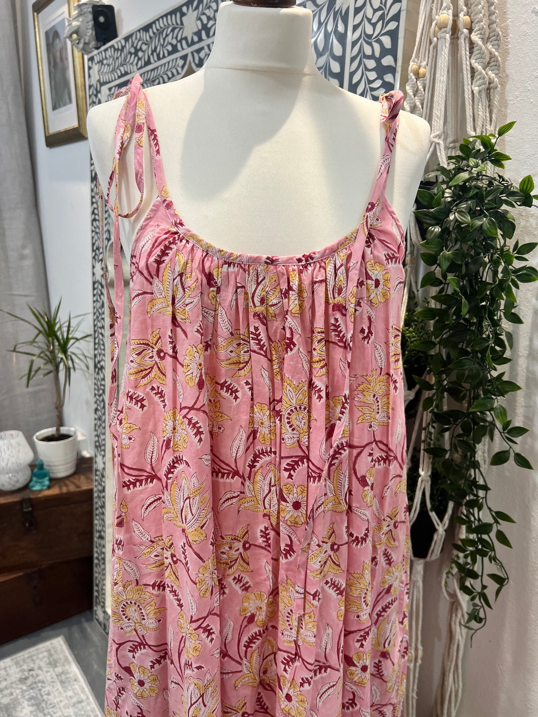 Maxi Sun dress in Pink and yellow  - ARCHIVE SALE NO RETURNS