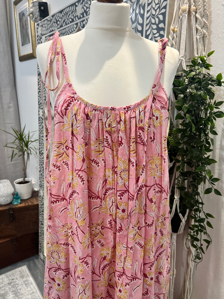 Maxi Sun dress in Pink and yellow  - ARCHIVE SALE NO RETURNS