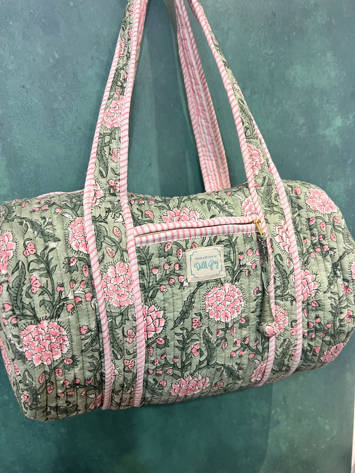 Johari Mini Bowling Bag in sage & pink