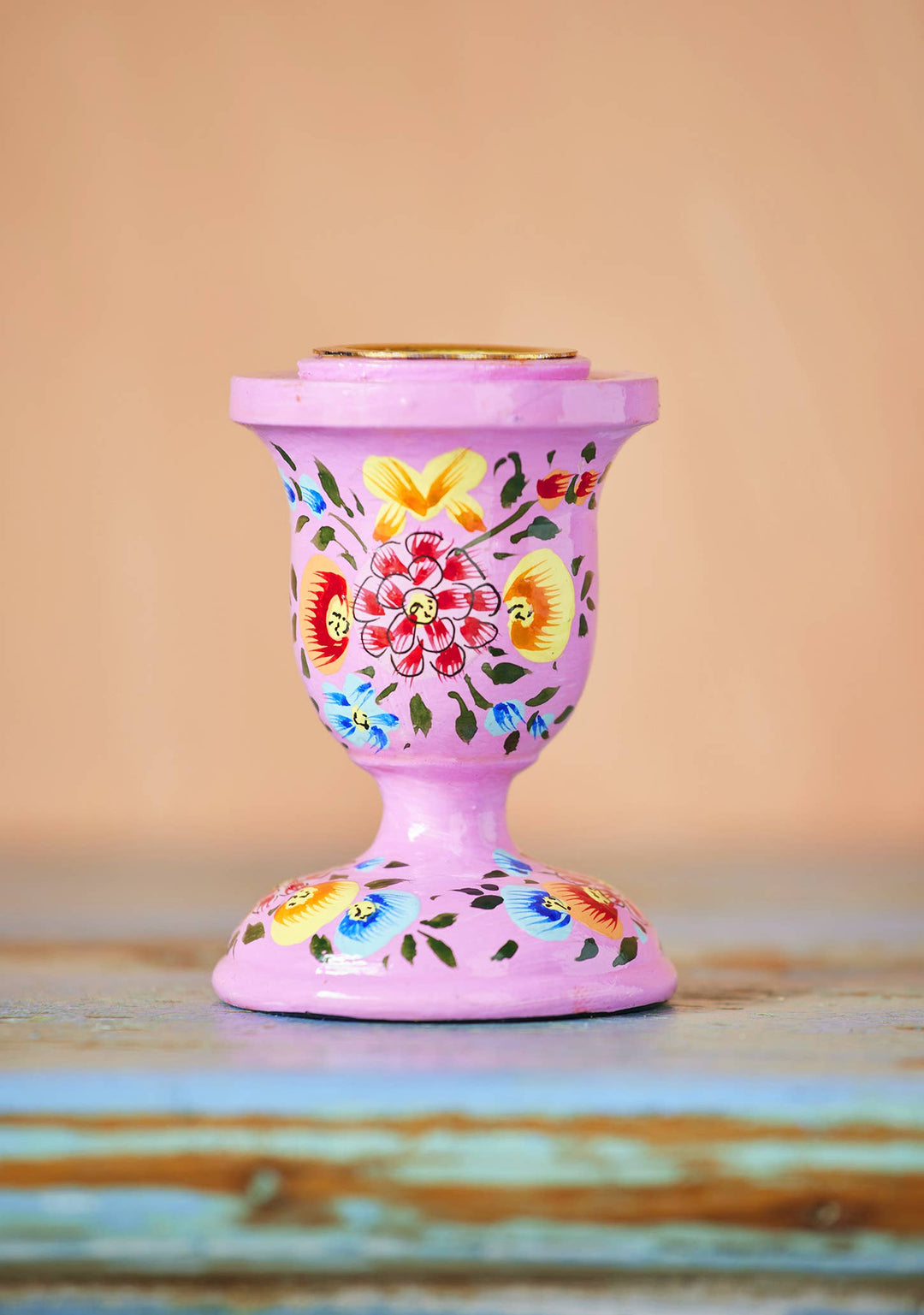 Hand Painted Kashmiri Candlestick - Dilli Grey