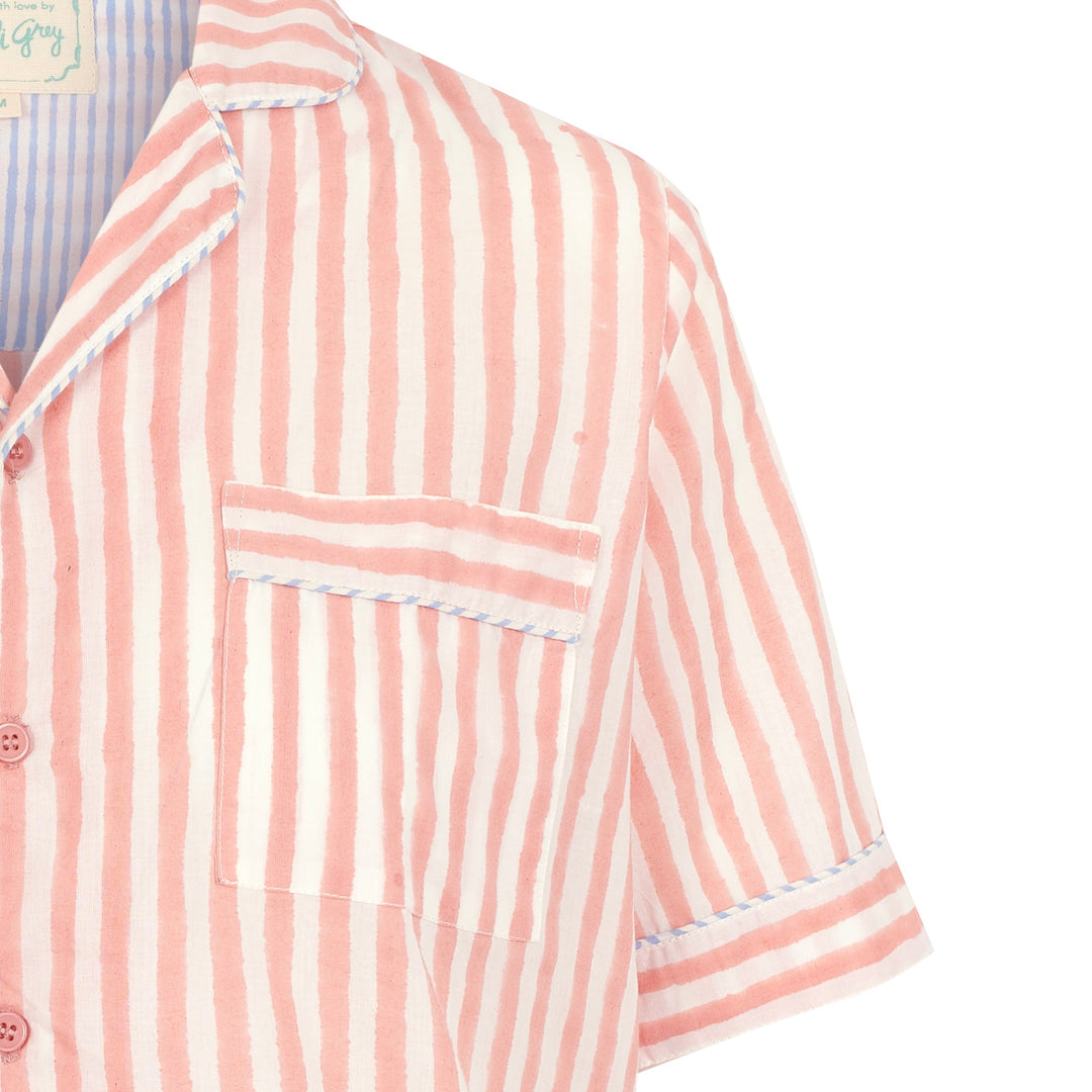 Candy Stripe Shorts PJ set in Dusty Pink - SAMPLE SMALL (no returns)