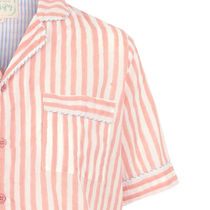 Candy Stripe Shorts PJ set in Dusty Pink - SAMPLE SMALL (no returns)