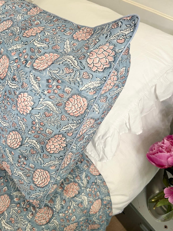 Glacier Blue Johari Hand-Block Printed Pillowcase