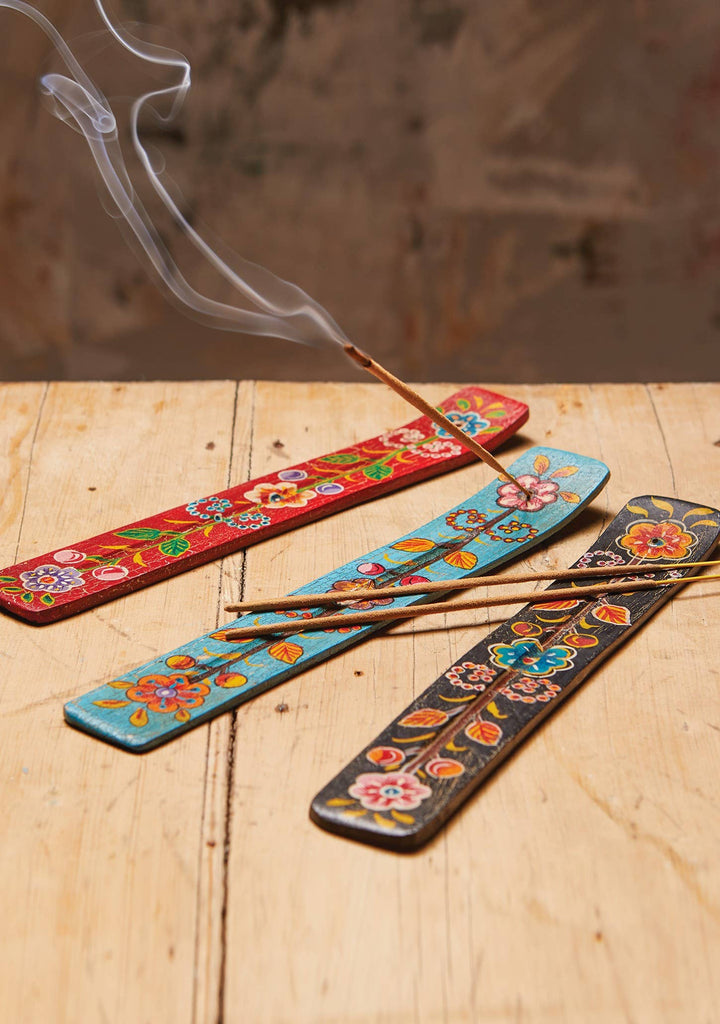 Hand Painted Wooden Incense Holder - Dilli Grey
