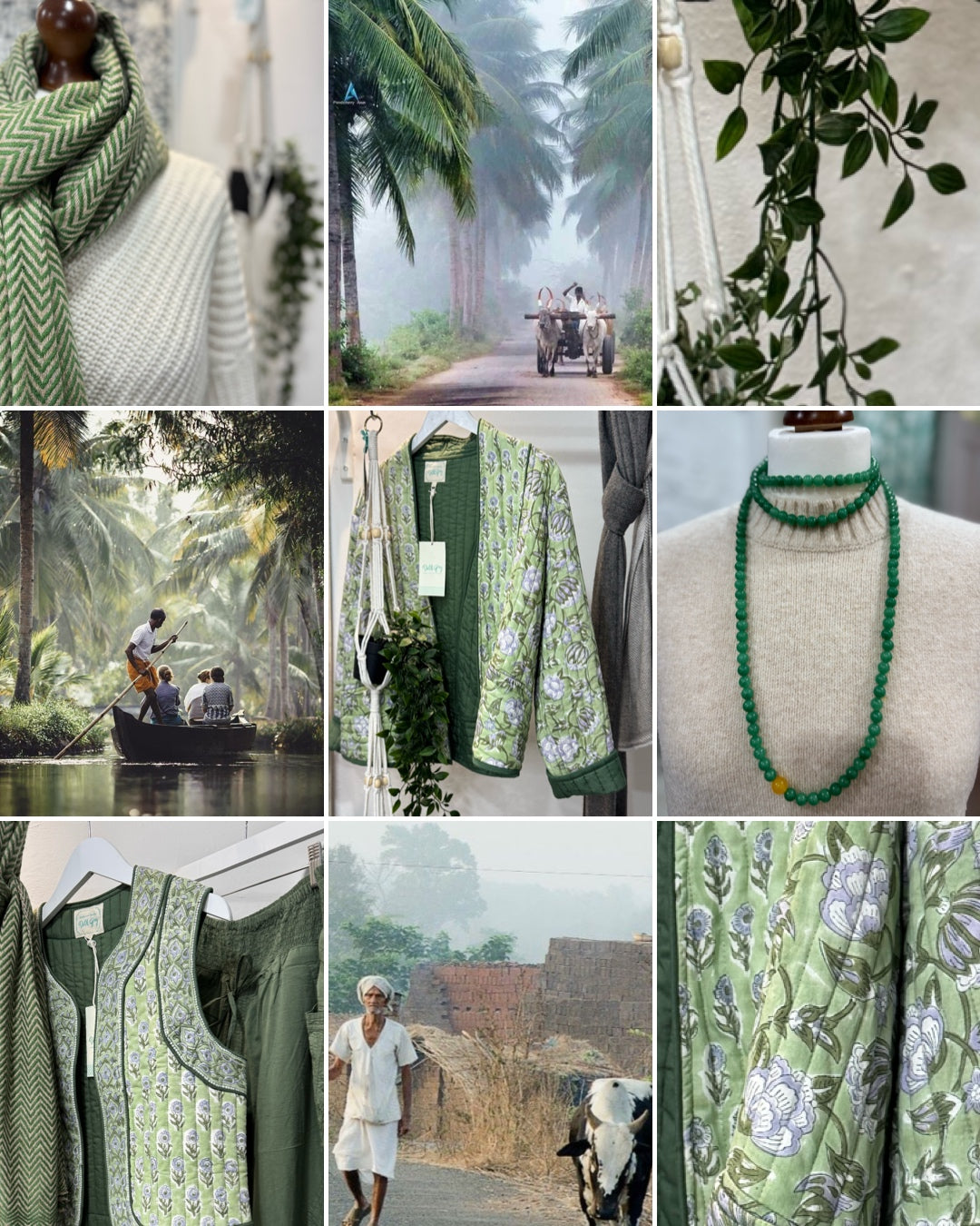 Cashmere chevron scarf in taupe and tulsi green