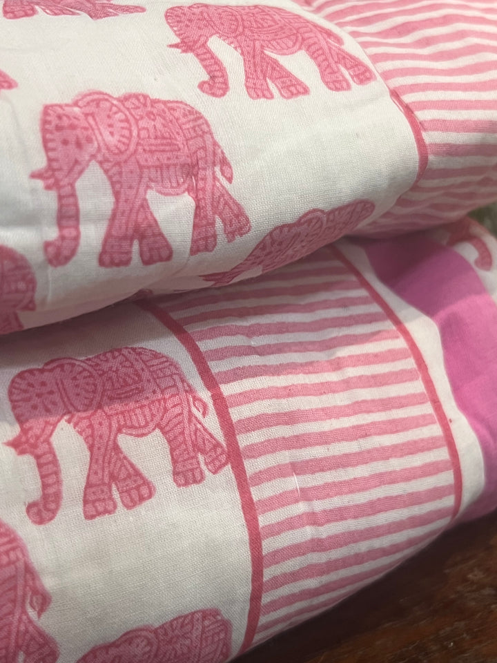 Cosmos pink elephant mini quilt