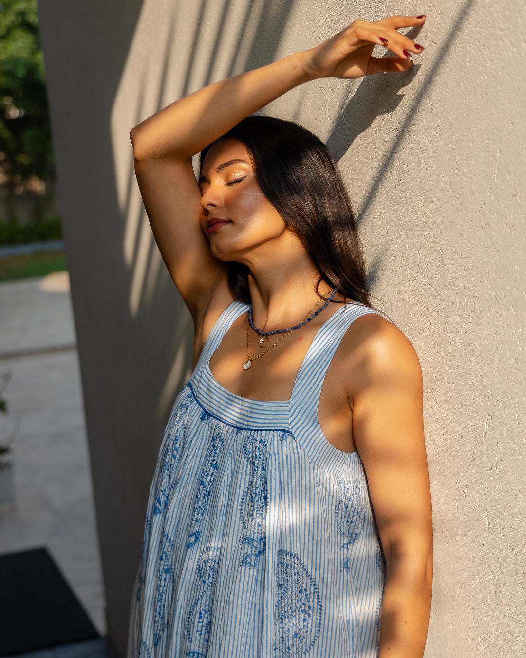 Kaya Maxi Sundress in Dusty Blue - Dilli Grey